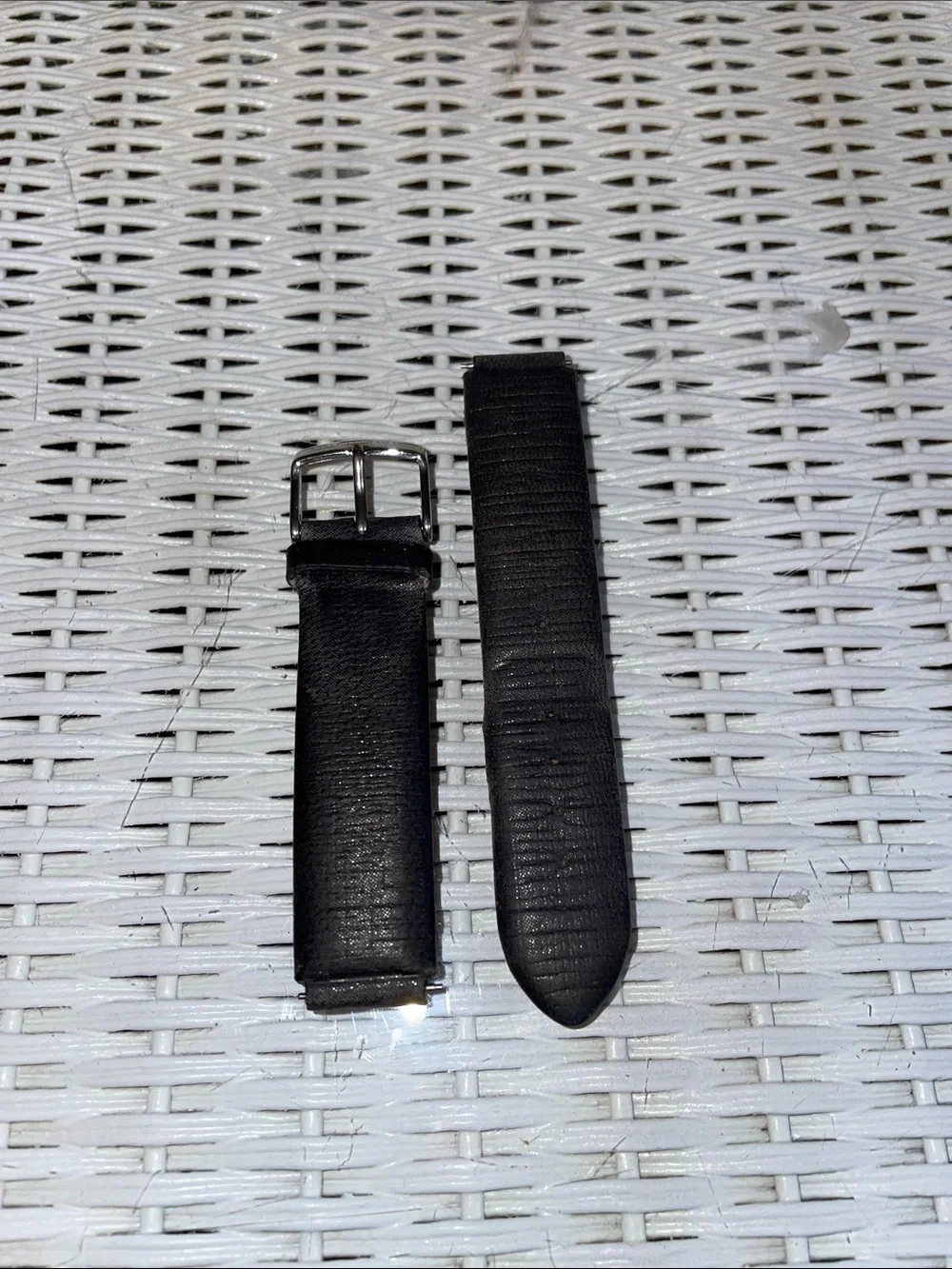 Philip Stein Black Leather Watch Strap with Silver Buckle